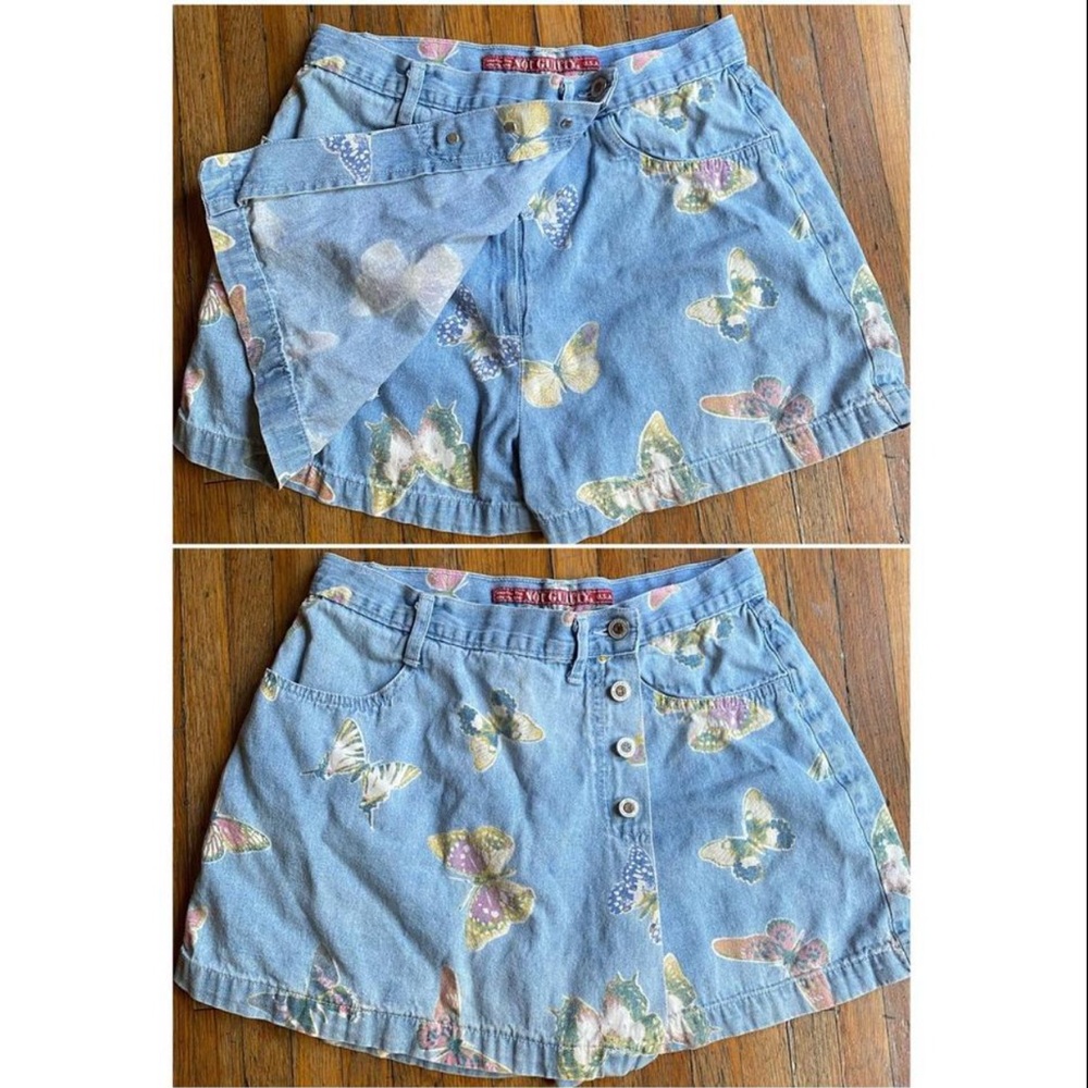 1990s skort denim butterfly size medium - Not Guilty